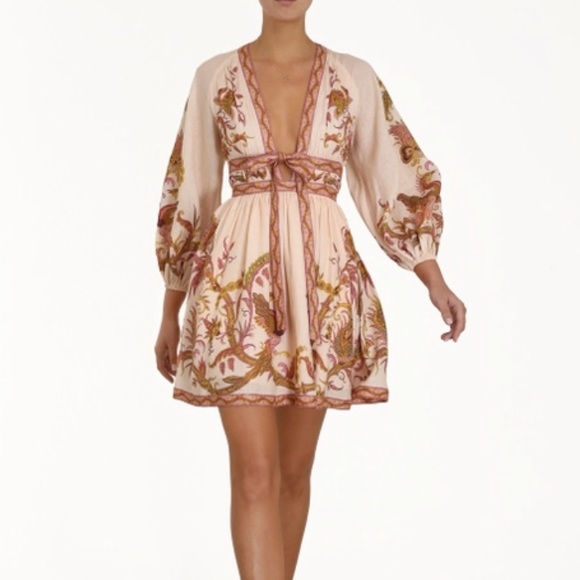 Zimmerman cassia plunge bow mini dress size 1 - Picture 8 of 10